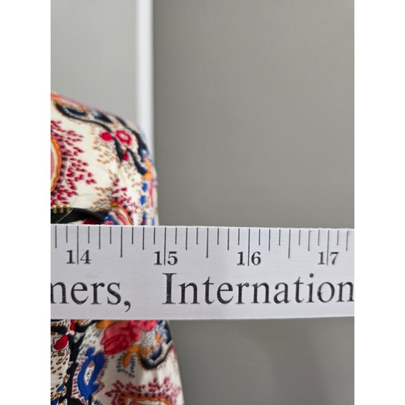 Runway Paris Womens Paisley Floral Cotton 3/4 Sleeve Henley Top Western Office - Picture 4 of 12